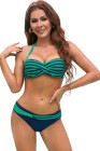 Halter Bandeau Striped Bikini Set for Women