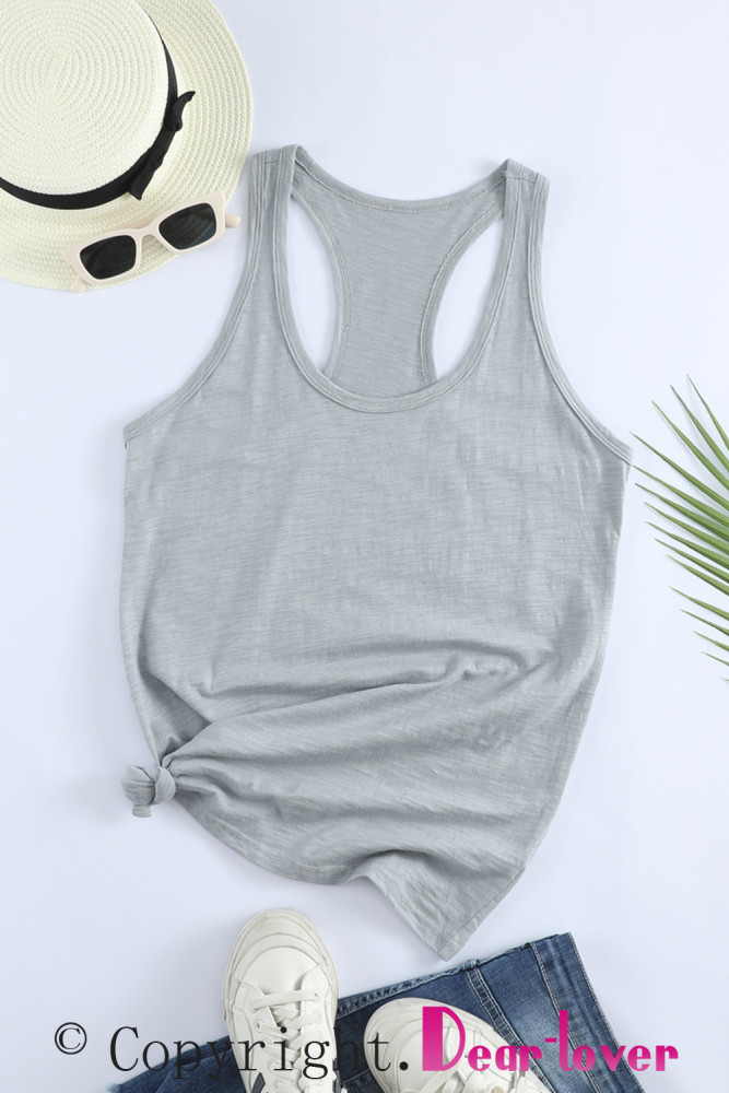 Scoop Neck Basic Solid Tank Top for Women
