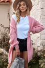 Open Front Cable Knit Long Cardigan for Women