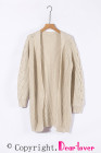 Open Front Cable Knit Long Cardigan for Women