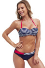 Halter Bandeau Striped Bikini Set for Women