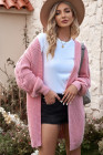 Open Front Cable Knit Long Cardigan for Women