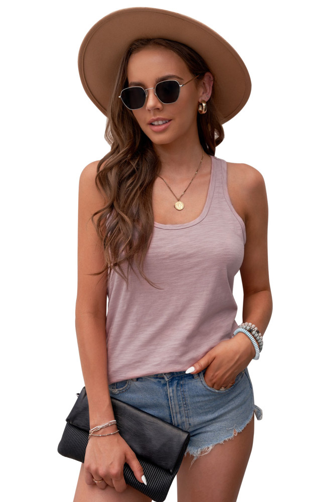 Scoop Neck Basic Solid Tank Top for Women