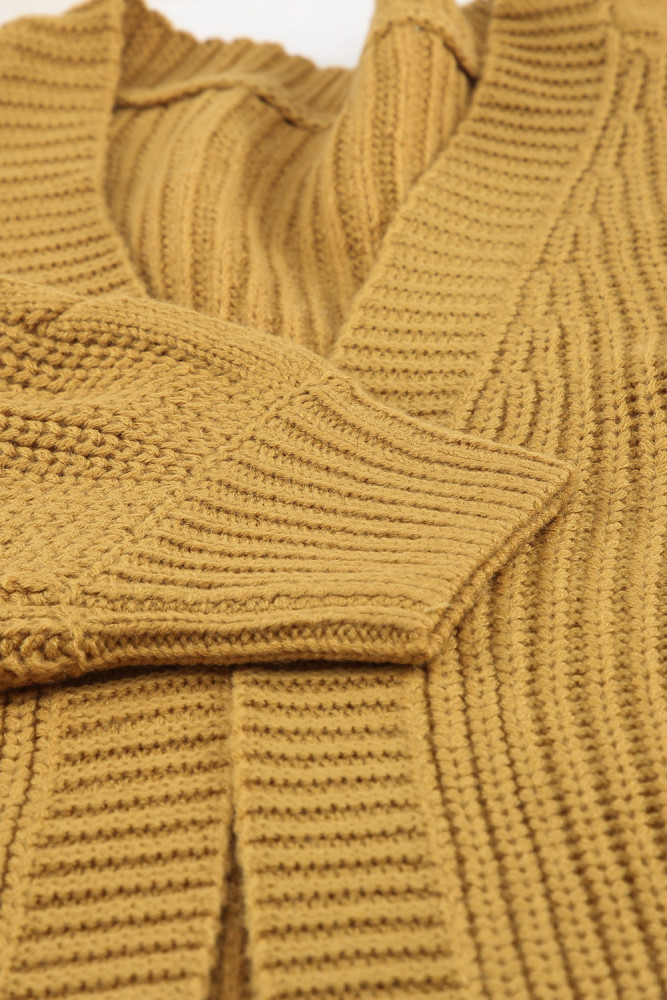 Open Front Cable Knit Long Cardigan for Women