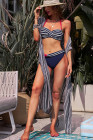 Halter Bandeau Striped Bikini Set for Women