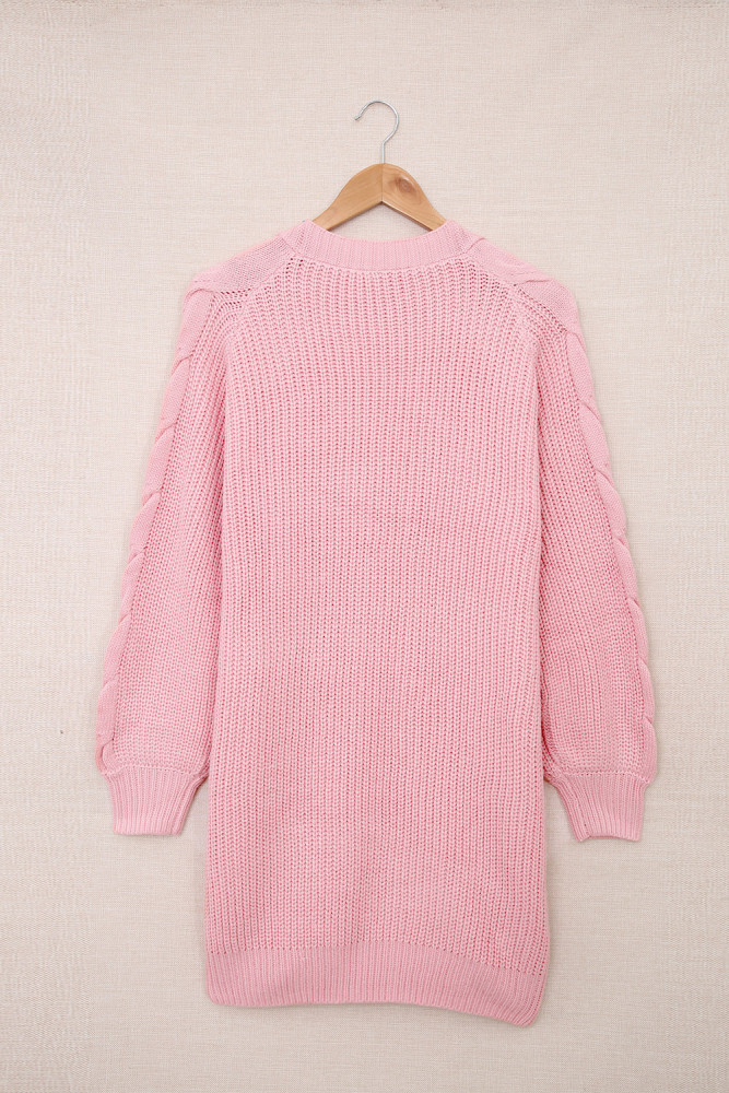 Open Front Cable Knit Long Cardigan for Women