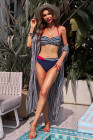 Halter Bandeau Striped Bikini Set for Women