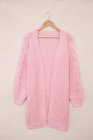 Open Front Cable Knit Long Cardigan for Women