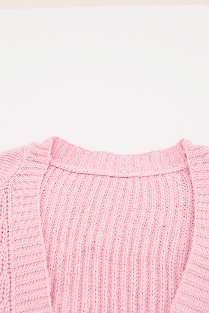 Open Front Cable Knit Long Cardigan for Women