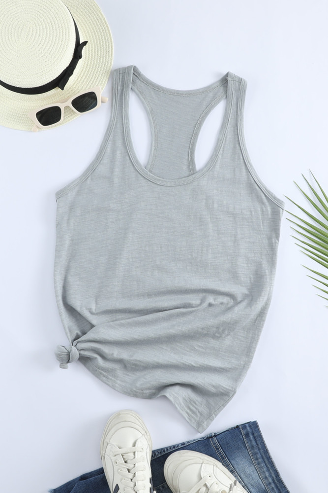 Scoop Neck Basic Solid Tank Top for Women