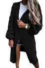 Open Front Cable Knit Long Cardigan for Women