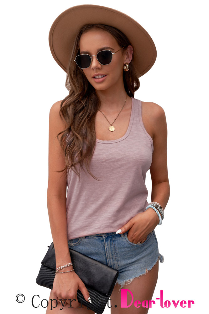 Scoop Neck Basic Solid Tank Top for Women