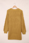 Open Front Cable Knit Long Cardigan for Women