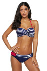 Halter Bandeau Striped Bikini Set for Women