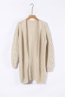 Open Front Cable Knit Long Cardigan for Women