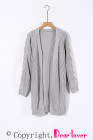 Open Front Cable Knit Long Cardigan for Women