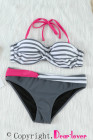 Halter Bandeau Striped Bikini Set for Women