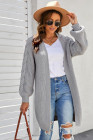 Open Front Cable Knit Long Cardigan for Women