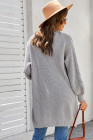 Open Front Cable Knit Long Cardigan for Women
