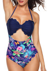 Plus Size Halter Bathing Suit Floral Swim Maillot