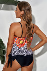 Floral Leopard Print Strapless Tankini Set