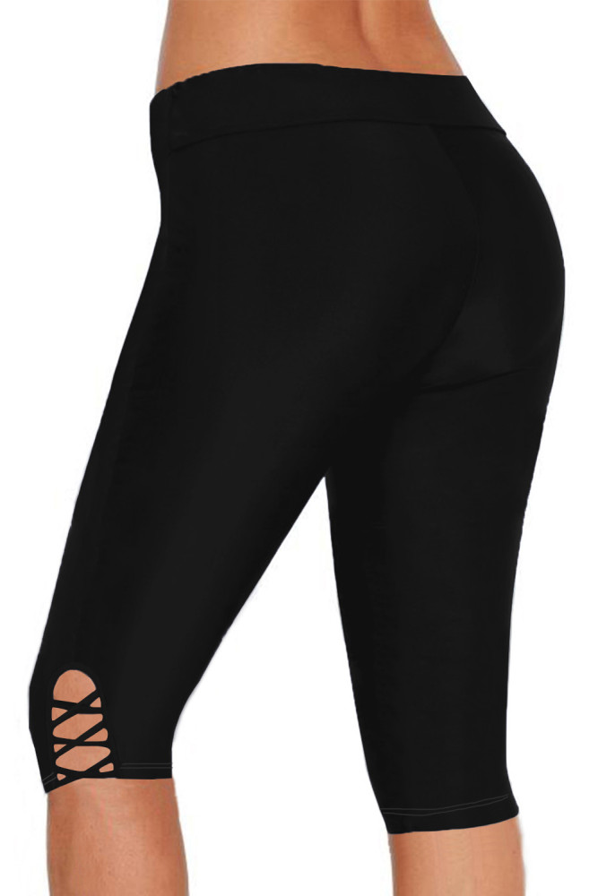 Womens Capri Surf Leggings Swim Bottom Pants with Tie