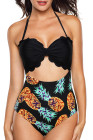 Plus Size Halter Bathing Suit Floral Swim Maillot