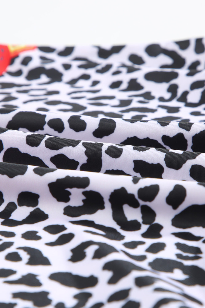 Floral Leopard Print Strapless Tankini Set