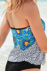Floral Leopard Print Strapless Tankini Set