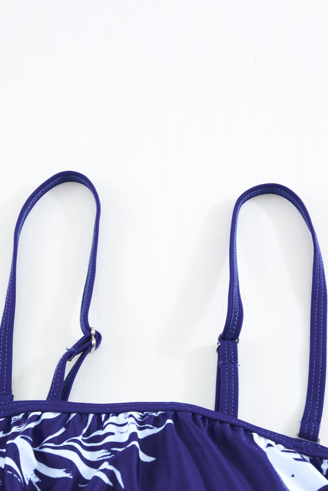 Floral Leopard Print Strapless Tankini Set