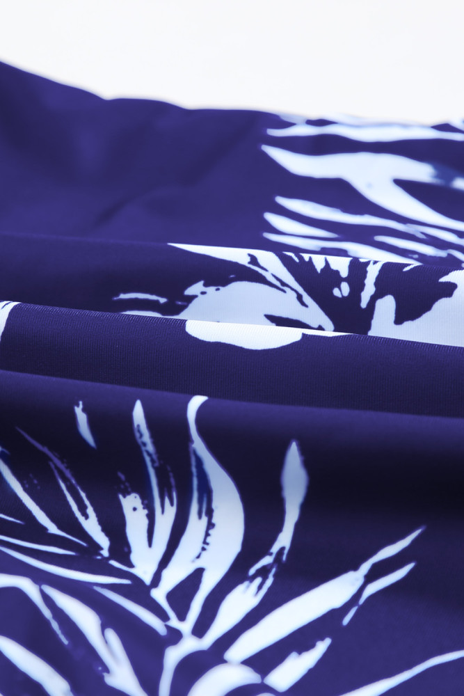 Floral Leopard Print Strapless Tankini Set