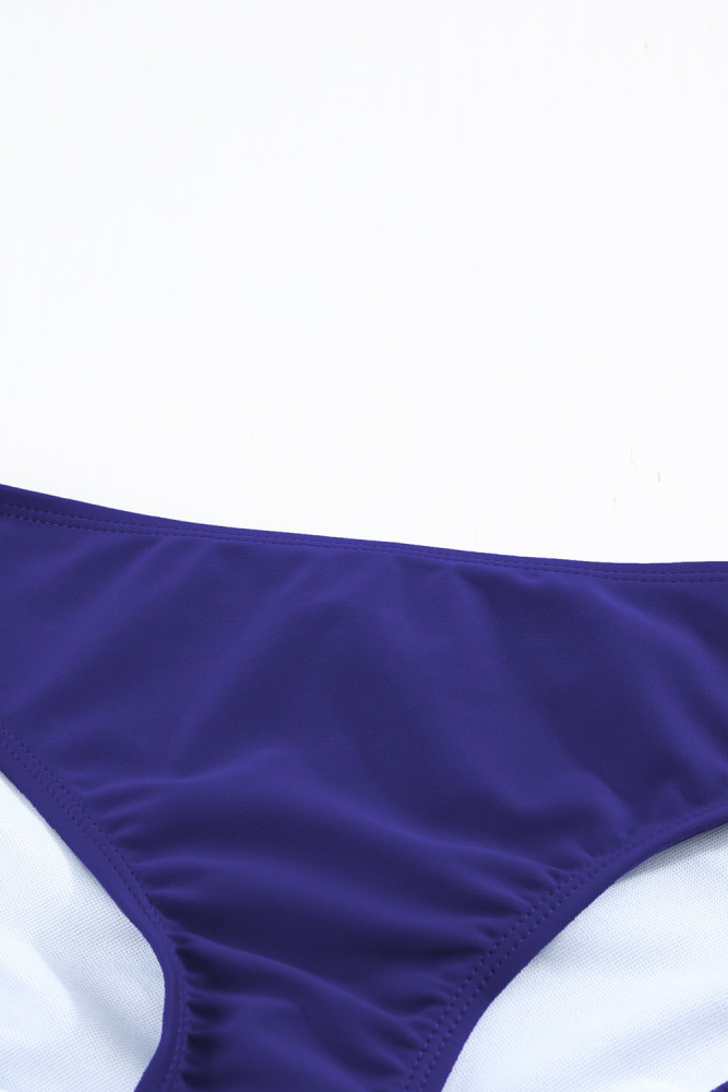 Floral Leopard Print Strapless Tankini Set