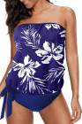 Floral Leopard Print Strapless Tankini Set