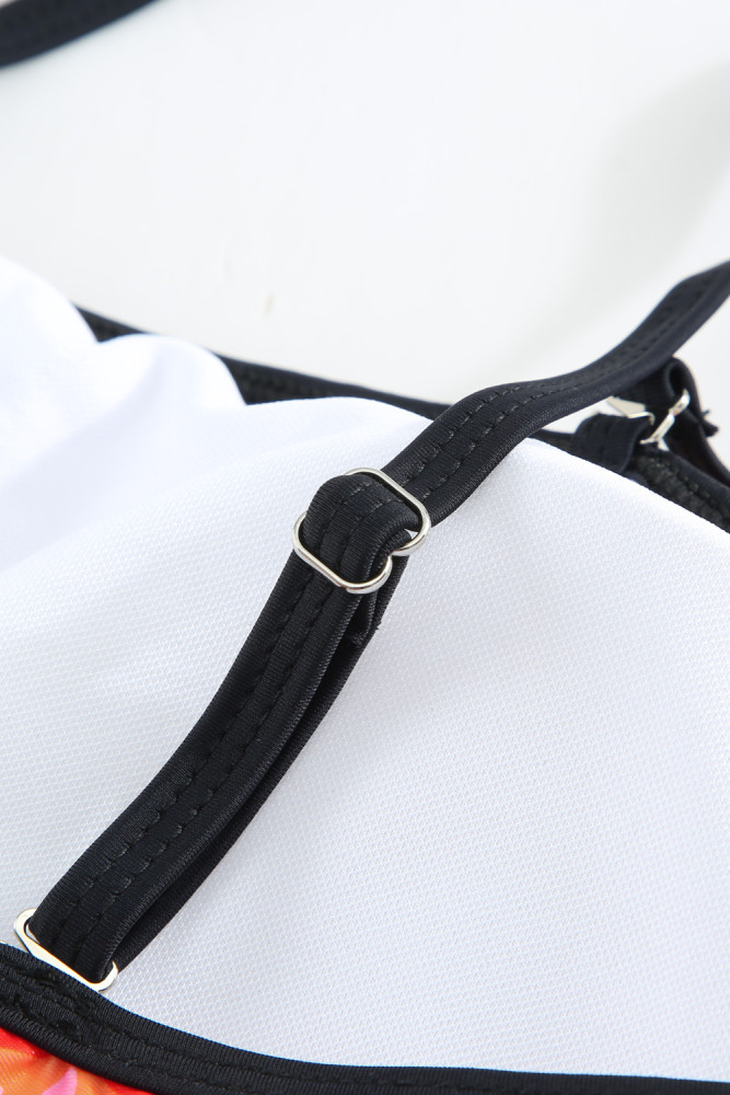 Floral Leopard Print Strapless Tankini Set