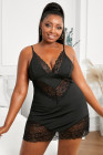 Black Plus Size Lace Babydoll Lingerie