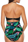 Plus Size Halter Bathing Suit Floral Swim Maillot