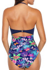 Plus Size Halter Bathing Suit Floral Swim Maillot