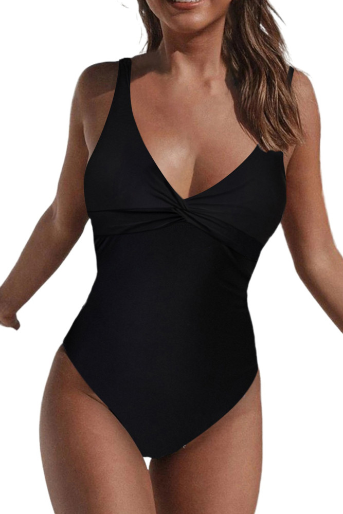 Floral Twist Front Backless One-piece Swimwear