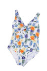 Floral Twist Front Backless One-piece Swimwear