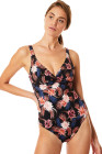 Floral Twist Front Backless One-piece Swimwear