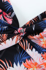 Floral Twist Front Backless One-piece Swimwear