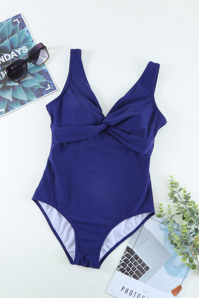 Floral Twist Front Backless One-piece Swimwear