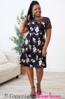 Womens Floral Mesh Plus Size Mini Dress