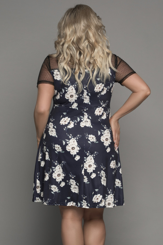 Womens Floral Mesh Plus Size Mini Dress