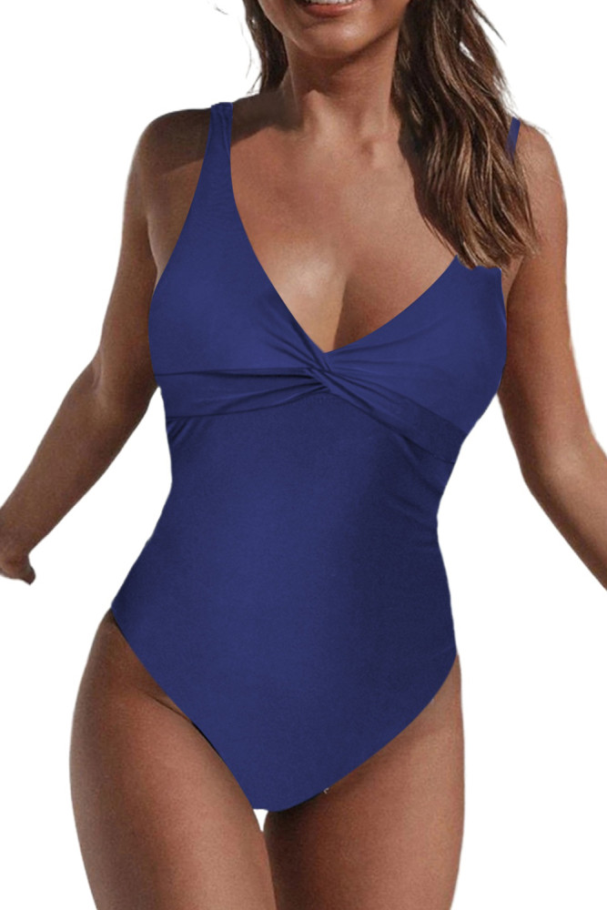 Floral Twist Front Backless One-piece Swimwear