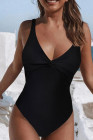 Floral Twist Front Backless One-piece Swimwear
