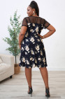 Womens Floral Mesh Plus Size Mini Dress