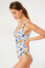 Floral Twist Front Backless One-piece Swimwear