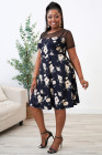 Womens Floral Mesh Plus Size Mini Dress