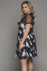 Womens Floral Mesh Plus Size Mini Dress